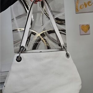 Elegant White Leather Tote Bag